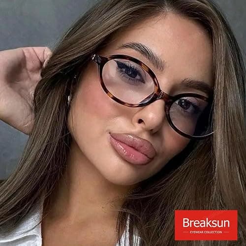 Breaksun Fashion Oval Glasses for Women Men Retro Round Tortoise Frame Blue Light Glasses Nerd Eyeglasses thumbnail 3
