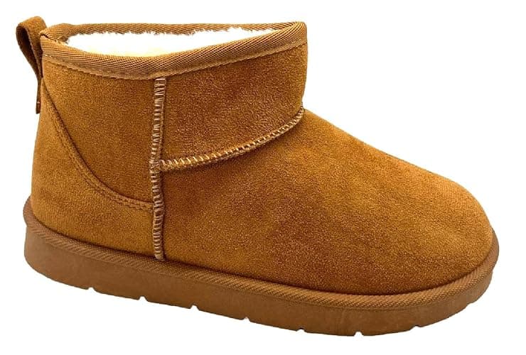 sole london LADIES WOMENS FLAT ANKLE WARM FAUX FUR LINED WINTER SNUGGSLIP ON SHOES BOOTS - Image 1