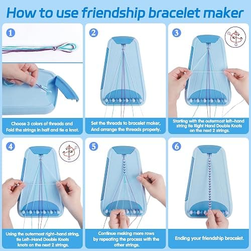 Arts and Crafts for Kids Ages 8-12,Friendship Bracelet Making Kit for Girl,Kids Jewelry Making Kit with 28 Pre-Cut Threads,Christmas Birthday Gifts for Ages 6 7 8 9 10 11 12 Year Old Light Blue thumbnail 5