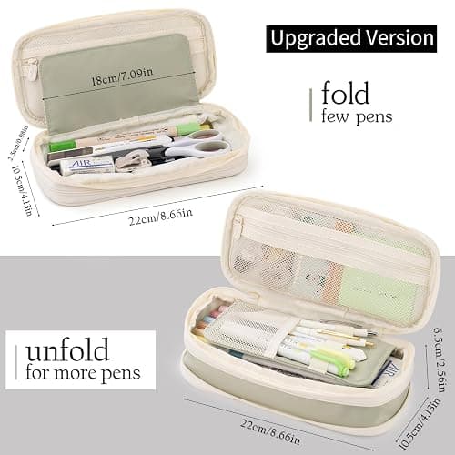 EASTHILL Big Capacity Pencil Case Large Pencil Pouch Stationery Pen Bag for Teen Girls-Green thumbnail 3