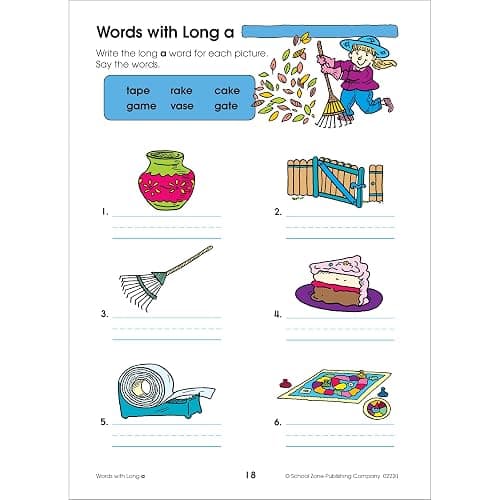 School Zone Spelling Puzzles 1-2 Workbook: 64 Pages, 1st Grade, 2nd Grade, Compound Words, Vowels, Consonants, Pronunciation, Writing, Ages 6 to 8 (I Know It! Book Series) thumbnail 3