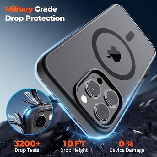 zapica Magnetic for iPhone 13 Pro Case, [Compatible with MagSafe] [Military Grade Drop Protection] Translucent Matte Shockproof Anti-Scratch Phone Case, Black thumbnail 4