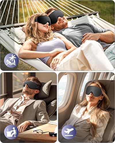 WAOAW Sleep Mask for Men Women: Blackout Eye Masks for Sleep - 3D Breathable Soft Comfortable Eye Mask for Travel - Adjustable Light Blocking Night Masks for Sleeping thumbnail 4