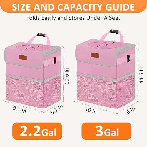 Vankor Pink Car Trash Can Cute, Pink Car Accessories for Women Waterproof Automotive Garbage Cans Leak Proof Vehicle Trash Can thumbnail 7