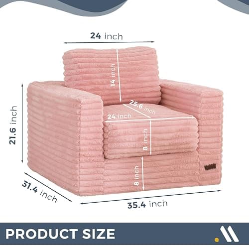❤️MAXYOYO Giant Bean Bag Chair for Adults, Upholstered Floor Sofa with Pillows and Armrests, Large Bean Bag Sofa Plush Chair Bean Bag Couch for Bedroom Living Room, Pink thumbnail 2