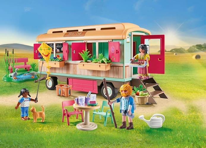 Playmobil 71441 Roulotte café Boutique - Country - avec 4 Animaux et 3 Personnages - Jouet fabriqué avec Plus de 80% de matériaux recyclés ou biosourcés en Moyenne. Dès 4 Ans thumbnail 2