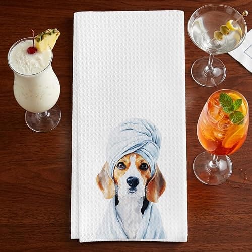 ZUZIMIRA Beagle Dog Gifts Decoration Towels for Washroom Toilet, Beagle Waffle Weave Bathroom Towels for Dog Lover thumbnail 5