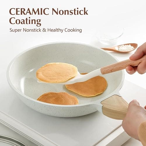 SENSARTE Nonstick Ceramic Frying Pan Skillet with Lid, 9.5 Inch Omelet Pan, Healthy Non Toxic Chefs Pan, Induction Compatible Egg Pan with Heat Resistant Handle, Free of Intentionally Added PFAS/PTFE thumbnail 8