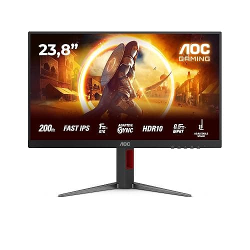 AOC Gaming 24G4HA - Monitor Full HD da 24 pollici, 200 Hz, 1 ms, comp. G-Sync, HDR10 1920x1080, 2x HDMI 2.0, 1x DisplayPort 1.4 nero-rosso, 24 inch FHD IPS, Regolazione altezza - Altoparlanti thumbnail 2
