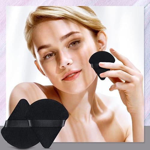 Meanplan 100 Pcs Powder Puff Face Soft Makeup Sponge Triangle Powder Puffs for Loose Velour Cosmetic Foundation Wet Dry Sponge Makeup Tools(Black) thumbnail 7