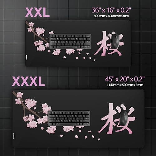 Hystar® Extended Gaming Mouse Pad | XXL 36" x 16" | 5mm Thick, Waterproof Surface, Smooth Polyester Fabric, and Natural Rubber Base | Blossom thumbnail 7