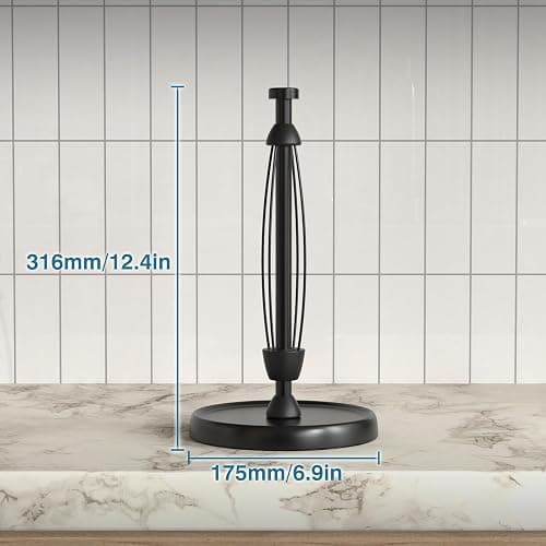 Paper Towel Holder Countertop, One-Handed Tear, Stainless Steel, Weighted Base, Black, Paper Towel Roll Holder Stand with Ratchet Mechanism for Kitchen Bathroom Farmhouse Essentials Decor Accessories thumbnail 3