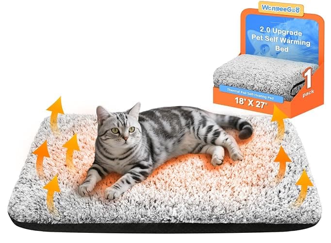 Self Warming Cat Bed, 2.0 Upgraded Thermal Mat for Indoor Cats, 18 x 27 In | Non-Electric Self Heating Cat Pad, Removable Washable Cover, Heat-Reflective Foil, Non-Slip Base for Kittens and Senior Cats - Image 1