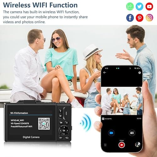 Digital Camera for Photography, 4K Vlogging Camera for YouTube 3" 180° Flip Screen 18X Digital Zoom Compact Retro Cameras with 32GB TF Card & 2 Batteries, Black thumbnail 3