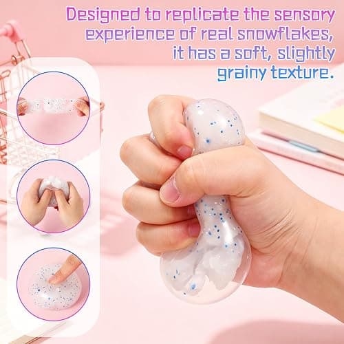 Snowball Stress Relief Squishy Toys, Squeeze Play Sensory Fidget Toys Anxiety Relief Slow Rise Portable Desk Toys, Birthday Gifts, Party Favors, Goodie Bag Fillers thumbnail 3