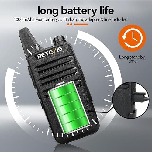 Retevis RT22 Two Way Radio Long Range Rechargeable,Portable 2 Way Radio, USB-C Charging, Handsfree Walkie Talkies for Adults Cruise Hiking Camping(4 Pack) thumbnail 3