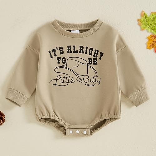 Sasaerucure Little Bitty Baby Outfit Infant Long Sleeve Romper Baby Boy Western Country Style Onesie Newborn Winter Clothes thumbnail 2