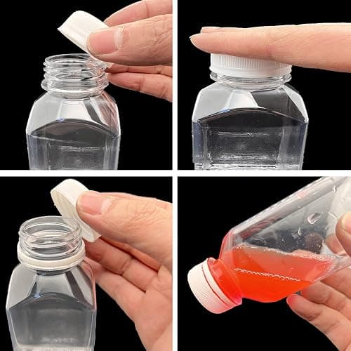 MYYZMY 3 Pcs 8 Ounce Plastic Juice Bottles, Reusable Bulk Beverage Containers for Juice, Milk and Other Beverages, White lid thumbnail 4