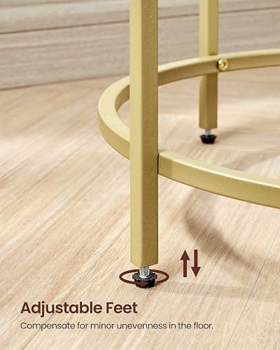 VASAGLE Round Side Table, Glass End Table with Metal Frame, Gold Coffee Table with Modern Style, for Living Room, Balcony, Bedroom, Gold Color thumbnail 8
