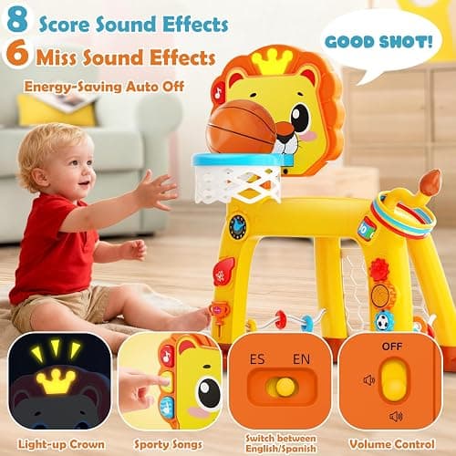 OWNONE 1 4 in 1 Toddler Basketball Hoop & Soccer Goal, Gift for Boys Girls 1 2 3 Years Old, Kids Sports Toys with Lights Sounds Music, Baby Toys for 12-18 Months, Christmas Birthday Gift for Age 1-3 thumbnail 6