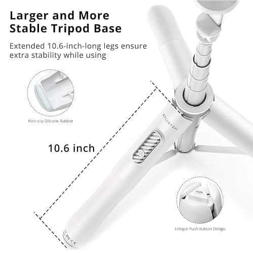 ATUMTEK 51" Selfie Stick Tripod, All in One Extendable Phone Tripod Stand with Bluetooth Remote 360° Rotation for iPhone and Android Phone Selfies, Video Recording, Vlogging, Live Streaming, White thumbnail 5