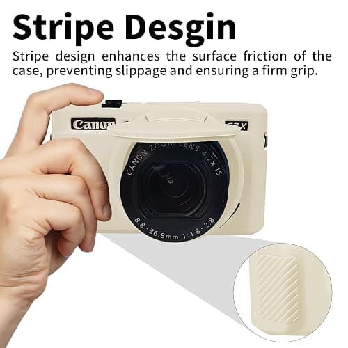 Easy Hood G7X Mark II Case, Protective Case for Canon Powershot G7X Mark II Digital Camera, Removable Lens Cover Silicone Sleeve Soft Camera Cover Rubber Protective Body Skin- Beige thumbnail 4