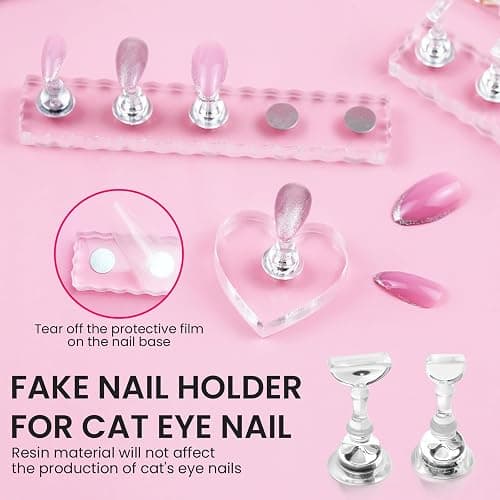 ESUOHYM Nail Stand For Press On Acrylic Strong Magnetic Nail Holder Kit For Painting Nails Tip Arts Display With 200PCS Double-Sided Tape And 1 Heart Shaped Acrylic Magnetic Presson Stands Nail Art Supplies thumbnail 7
