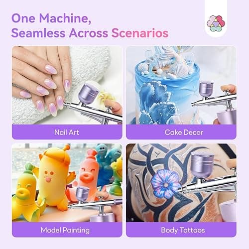 SAVILAND Advanced AirBrush Kit for Nails: 30 PSI LCD Display Airbrush Kit with Compressor Rechargeable Nail Airbrush Machine with 0.3mm Nozzle Cordless Portable Air Brush Painting Set for Nail Art thumbnail 5
