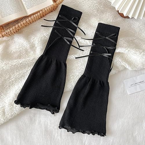 SherryDC Womens Y2k Knit Leg Warmers Harajuku Japanese Long Boot Socks Kawaii Lolita Winter Leg Cover thumbnail 6