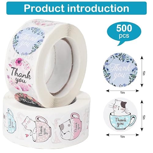 1000 Pieces Thank You Stickers, Round Seal Label Stickers for Greeting Cards Gift Envelopes Boxes Party Decoration Handmade (1'' and 2 Rolls) thumbnail 3