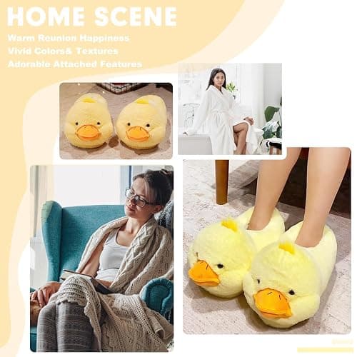 Cute Farm Animal Slippers for Women - Fuzzy Plush Winter Duck Teddy Puppy Dachshund Dog Pig Cow House Shoes with Warm Lining, Non-Slip Sole, Cozy Animal Slippers for Indoor/Outdoor thumbnail 8
