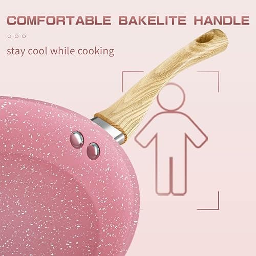 Innerwell 8-Inch Pink Nonstick Egg Pan, PFOA-Free Stone Cookware Skillet, Induction Compatible thumbnail 4