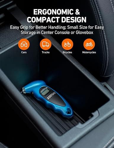 AstroAI Digital Tire Pressure Gauge 0-150PSI Calibrated to ANSI B40.7 +/-1PSI, Accurate in 0.1 Increments, Tire Repair Tools 4 Pressure Measurements for Car Truck with Backlight LCD, Blue thumbnail 6