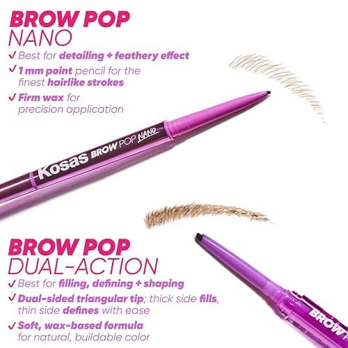 Kosas Brow Pop Eyebrow Pencil – Brow Pencil with Spoolie, Black thumbnail 8