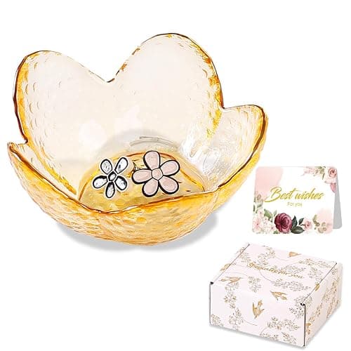Yellow Flower Ring Dish Jewelry Dish Glass Jewelry Tray Small Trinket Tray Ring Holder Dish Cute Room Decor Aesthetic Bathroom Decor House Warming Engagement Birthday Gifts for Women Stocking Stuffers - Image 1