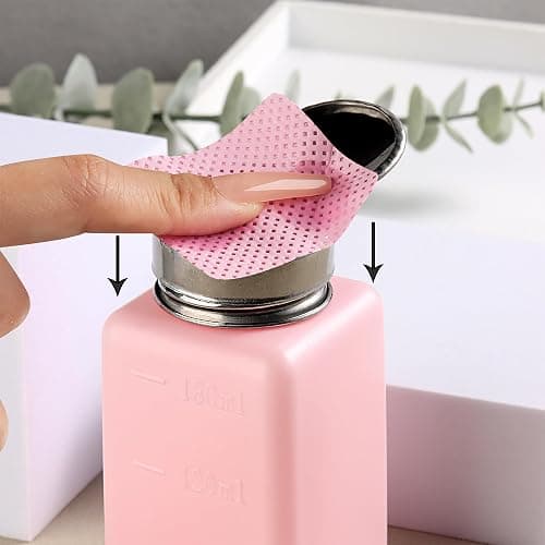 FSpronail Pump Dispenser 180ml Metal Push Down 200Pcs Lint Free Nail Wipes Alcohol Eye Makeup Remover Empty Bottle for Nail Polish Remover thumbnail 2