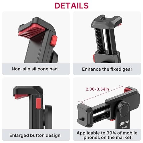 Phone Tripod Mount Holder for iPhone - ULANZI ST-06S Camera Hot 2 Cold Shoe Phone Mount Compatible for iPhone Android Sony Canon DJI Ronin S/SC Zhiyun Gimbals thumbnail 7