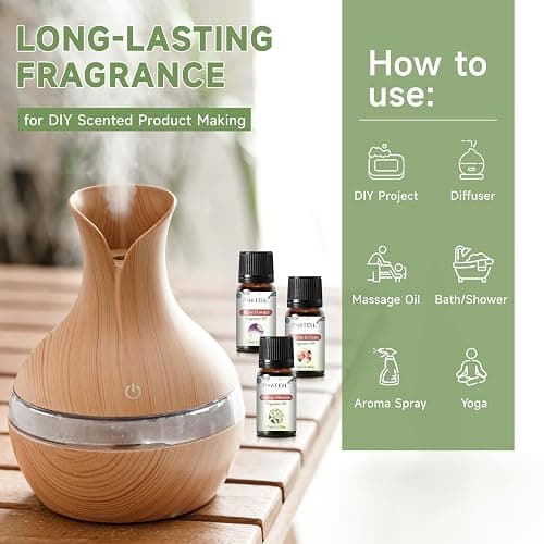 PHATOIL Coconut 20 Pcs Fragrance Oil Set, Premium Fragrance Oil, for Humidifier, DIY Candle & Soap Making Scent, Aromatherapy Diffuser Oils Set (5ML) thumbnail 3