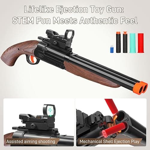 Bugrtey Double-barreled Toy Gun - Two Modes Realistic Soft Bullet Toy Guns Blaster with Sight - Educational Shooting Toy Shotgun - Ideas Gifts for Christmas Birthday Halloween Present thumbnail 7