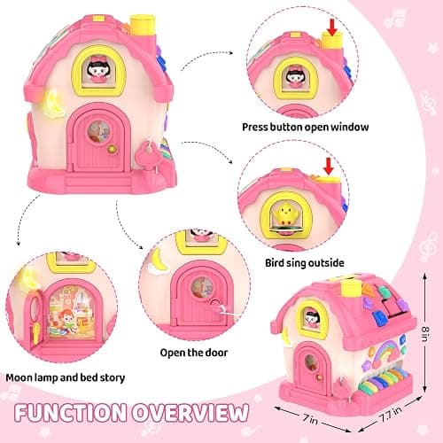 Montessori Toys for 1 Year Old Girl Gifts, 12-in-1 Musical House Toddler Learning Toys for 1-2, 1st First Birthday Gifts for Girls and Boys Baby 6-12 12-18 6-24 Months thumbnail 3