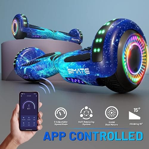SIMATE Hoverboard, Bluetooth All Terrain Hover Boards with LED Lights and APP Control, Gifts for Kids Adults Girls Boys, for All Ages thumbnail 5