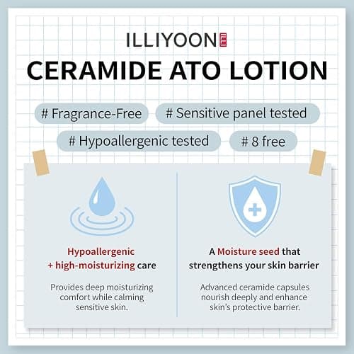 Illiyoon Ceramide Ato Lotion | Lightweight Moisturizer for Dry & Sensitive Skin, Barrier Repair for Face and Body, Mild for Babies, Vegan Certified, Korean Skincare, 2.29 fl.oz. thumbnail 2