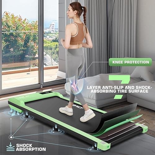 Under Desk Walking Pad for Home Office - 2.5 HP Portable Treadmill With 300 lb Capacity, Compact Jogging Running Machine, Remote Control and LED Display thumbnail 2