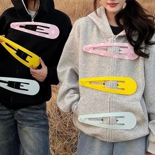 KSDDC Y2K Hair Clips Cutecore Hoodie Women Fashion Zip Up Whimsical Jacket Oversized Coat Funky Gyaru Sweatshirt Clothes thumbnail 5