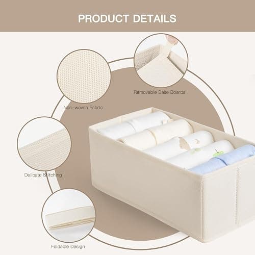 Criusia Drawer Organizer Clothes, 10 Pack Dresser Organizer for Baby Clothes, Underwear, Sock- Foldable Closet Organization and Storage Dividers Bins for Nursery, Bedroom (Beige) thumbnail 5