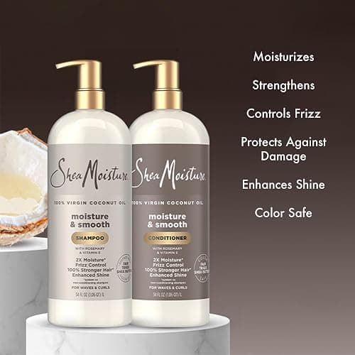 SheaMoisture Shampoo & Conditioner, Moisture & Smooth for Wavy, Curly Hair Strengthening & Frizz Control, 34 Oz Ea thumbnail 5