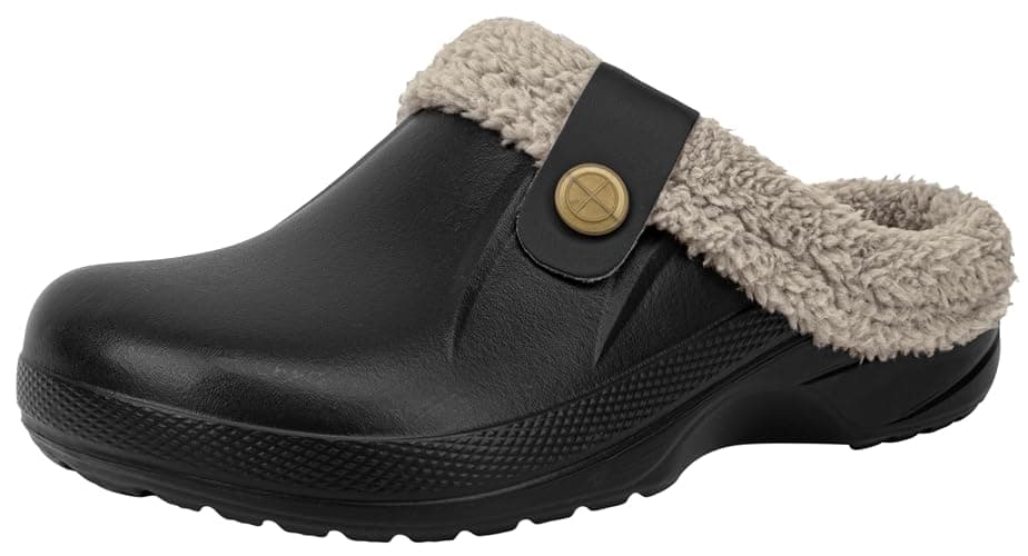 ChayChax Women and Men Fur Lined Clogs Memory Foam Warm Fuzzy Slippers Winter Waterproof Indoor Outdoor Slipper - Image 1