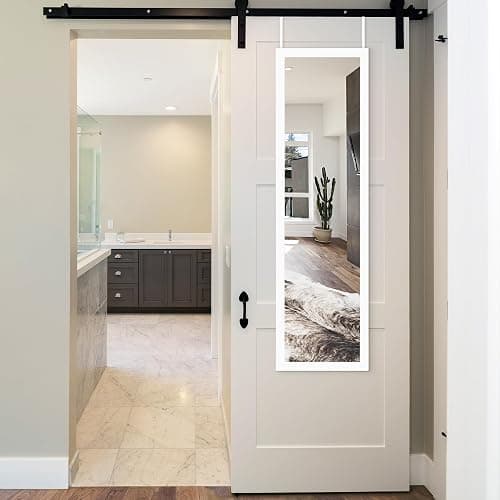 Americanflat 12x48 Over The Door Mirror - Hanging Full Length Mirrors with Engineered Wood - Modern Mirror for Bathroom, Bedroom, Living Room - Mirrors for Wall Display and Home Decor - White thumbnail 8
