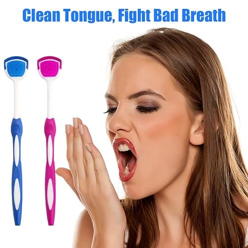 Tongue Brush, Tongue Scraper, Tongue Cleaner, Tongue Scraper Brush, Tongue Cleaner Brush, Tongue Brushes Helps Fight Bad Breath, 3 Tongue Scrapers, 3 Pack (Blue & Green & Red) thumbnail 5