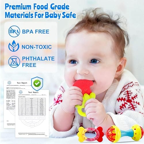 Baby Toys 0-6 Months - Baby Rattles Teething Toys 3-6 Month Infant Toys 6-12 Months Teether Toy 3 4 5 6 Month Old Newborn Essentials Must Haves Wrist Socks Toddler Stocking Stuffers Christmas Gifts thumbnail 5